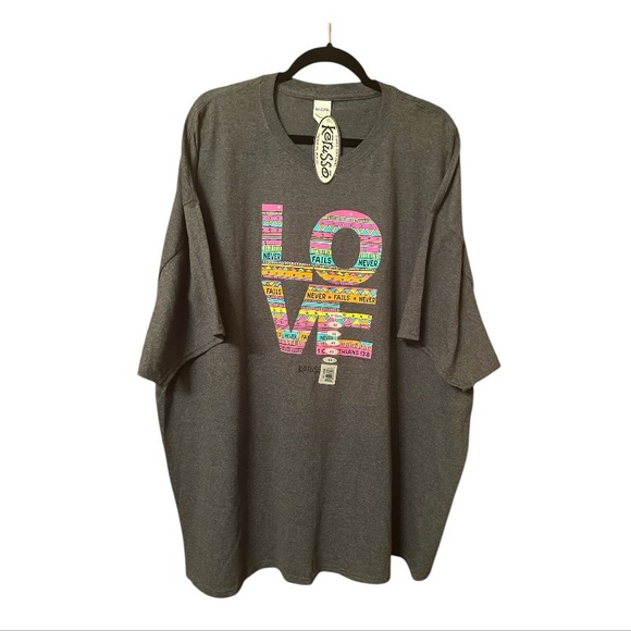 Kerusso Tops - Kerusso Love Never Fails Christian Bible Gray Cotton T-Shirt 4XL Unisex New